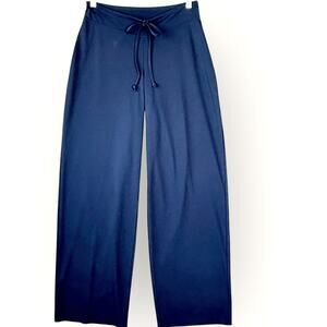 Max Studio Vintage Womens S Wide Leg Lounge Pants Dark Navy Stretchy Drawstring